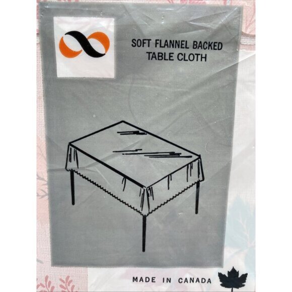 Vintage Soft Flannel Backed Vinyl Table Cloth Pink Scalloped Edges 52 X 52 Rare - Picture 2 of 13